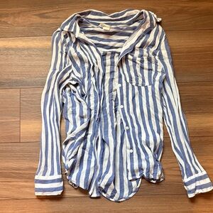 H&M Blue and White Striped Blouse